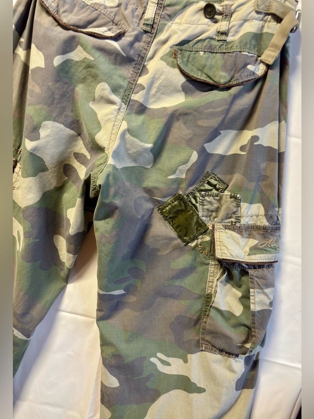 Vintage Y2K Abercrombie Camo Paratroopers Stitching Velvet Patchwork SZ 4 Unisex - Picture 14 of 14